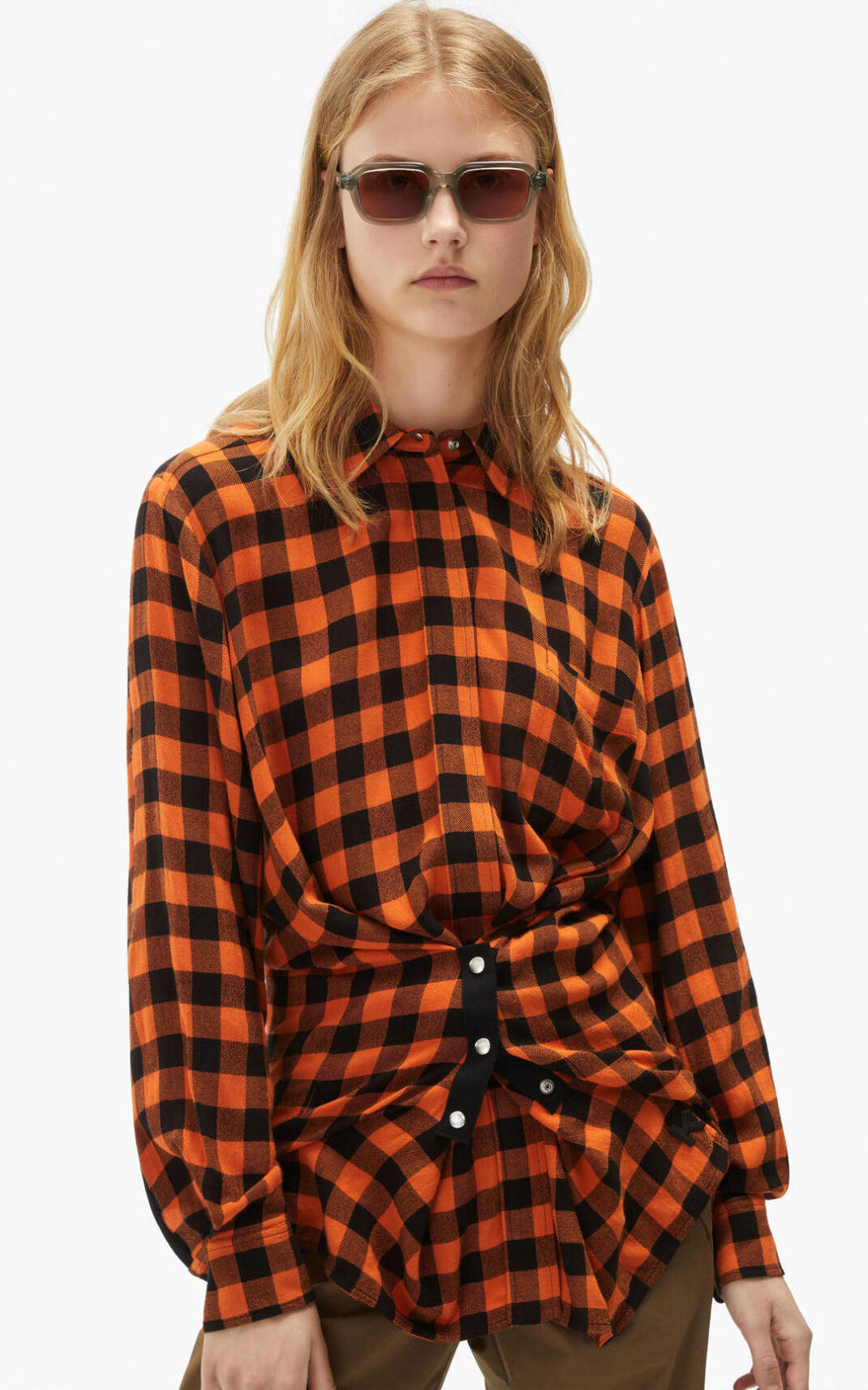 Camisa Kenzo Long checked Mujer Naranjas XEU394081